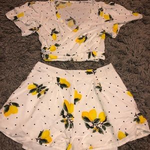Lemon Print Top and Short Set